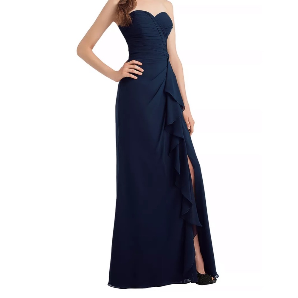 Bill levkoff navy sweetheart strapless dress